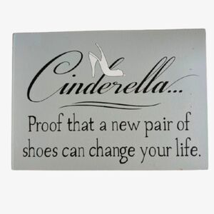 Slate Blue Cinderella 7"W X 5"H X 1 1/4"D Wooden Sign Princess Bedroom Decor